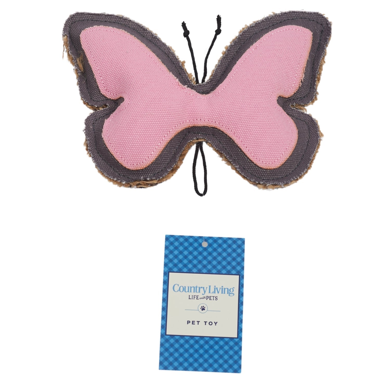 Country Living Canvas & Jute Butterfly-Shaped Dog Chew Toy – Durable, Safe and Non-Toxic - BIG FRENCHIES