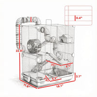 Pink 5-Tier Portable Hamster Cage for Short Trip Outing, Small Animal Travel Carrier with Tunnel Tubes
