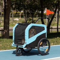 2-in-1 Dog Bike Trailer Pet Stroller Carrier For Large Dogs With Hitch, Quick-release Wheels, Foot Support, Pet Bicycle 