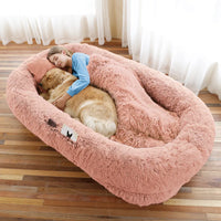 Human Dog Bed, Large Size Fits You And Pets, Washable Faux Fur Dog Bed For People Doze Off, Napping Orthopedic Dog Bed, 