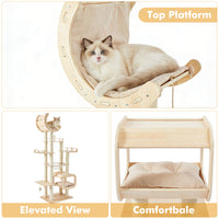 Heavy-Duty No-Drill Large Cat Tree-Solid Wood, 5-Story Multi-Column Cat Tower, 80.4in For Large Spaces & Multi-Cat House