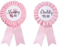FAMOORE Pink Baby Shower Badge Pin, Mom & Dad to Be Badge