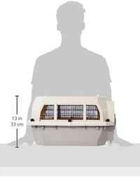 Amazon Basics Hard-Sided Dog and Cat Kennel Single-Door Travel Pet Carrier with Metal Wire Ventilation, 23.6"L x 15.7"W x 13.0"H, Beige