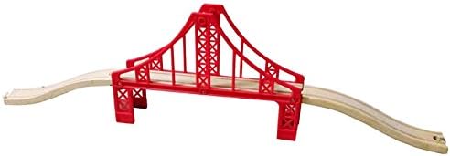 OrgMemory wooden train track bridge supports in natural beech wood with straight tracks - view 15