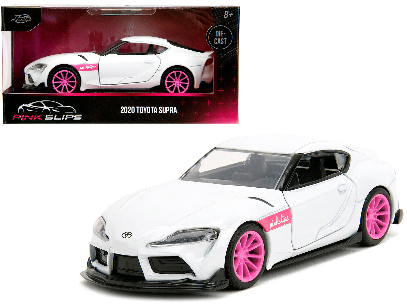 2020 Toyota Supra White Metallic with Pink Wheels "Pink Slips" Series 1/32 Diecast Model Car by Jada - BIG FRENCHIES