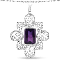 7.80 Carat Genuine Amethyst .925 Sterling Silver Pendant
