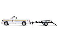 1990 Dodge Ram D250 Pickup Truck "Philadelphia PA Police Department" White with Stripes and Utility Trailer "Hot Pursuit Hitch & Tow" Series 1 1/64 Diecast Model Cars by Greenlight