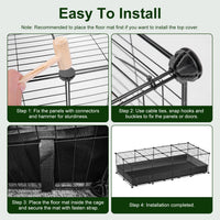 47x24x12IN Guinea Pig Cage Small Animal Playpen DIY Metal Pet Enclosure With 20 Panels Waterproof Floor Mat For Hedgehog