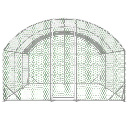 Large Chicken Coop Metal Chicken Run With Waterproof And Anti-UV Cover, Dome Shaped Walk-in Fence Cage Hen House For Out