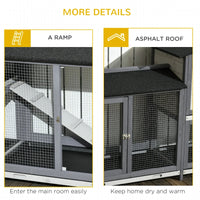 Wooden Rabbit Hutch Bunny Cage Pet Playpen House Enclosure With Double Side Run Boxes, No Leak Tray, Ramp, For Rabbits, 