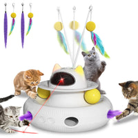 Unleash the Fun with 4-in-1 Interactive Cat Toys! 🐾🚀 Rechargeable Laser, 360° Rotation, and Exciting Track Balls for Endless Indoor Playtime! 🌟✨ - BIG FRENCHIES
