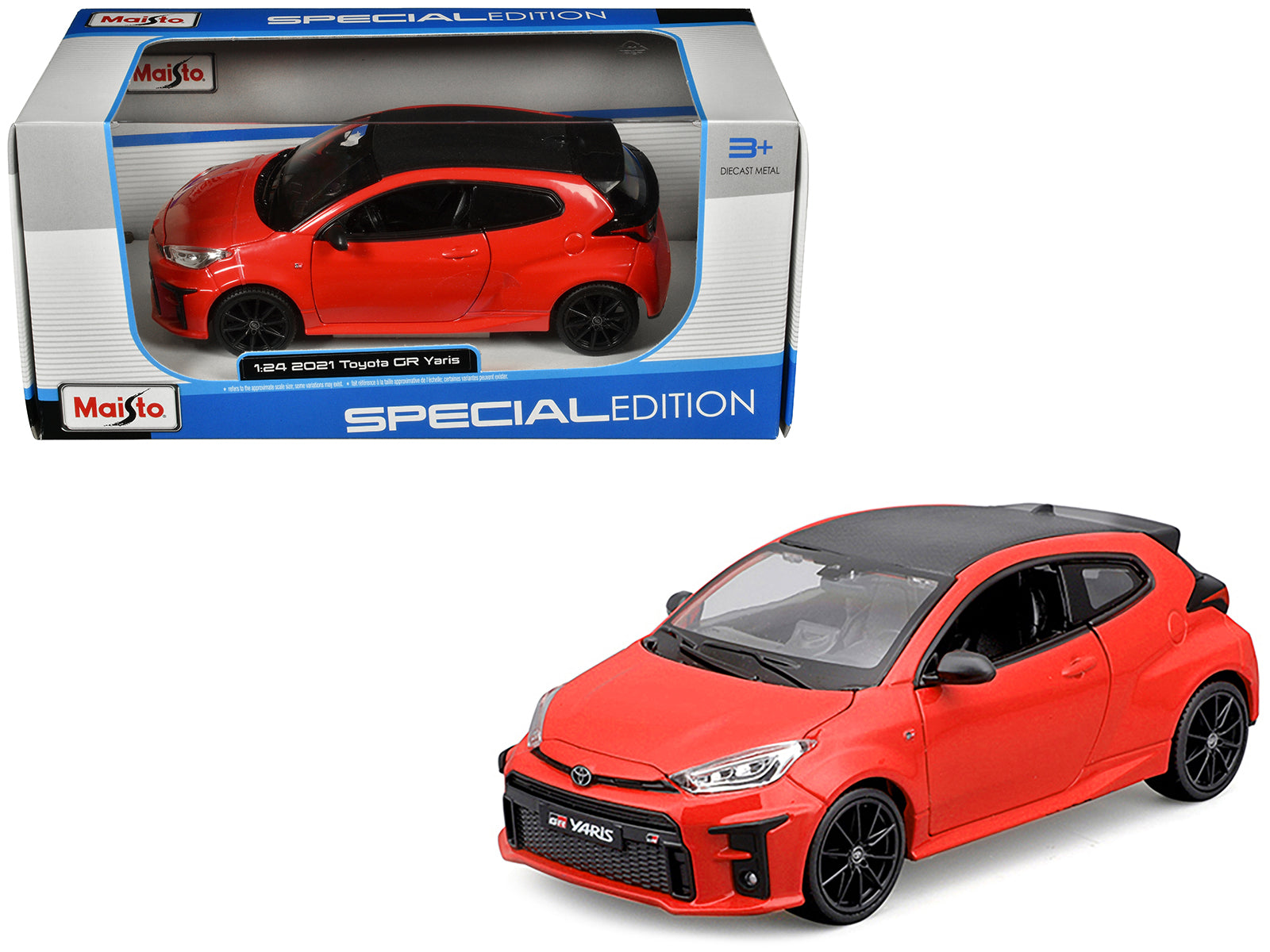2021 Toyota GR Yaris Red with Carbon Top "Special Edition" Series 1/24 Diecast Model Car by Maisto - BIG FRENCHIES