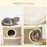 28 Inch Cat Condo, 3 Story Cat Hideaway with Sisal Scratching Pad