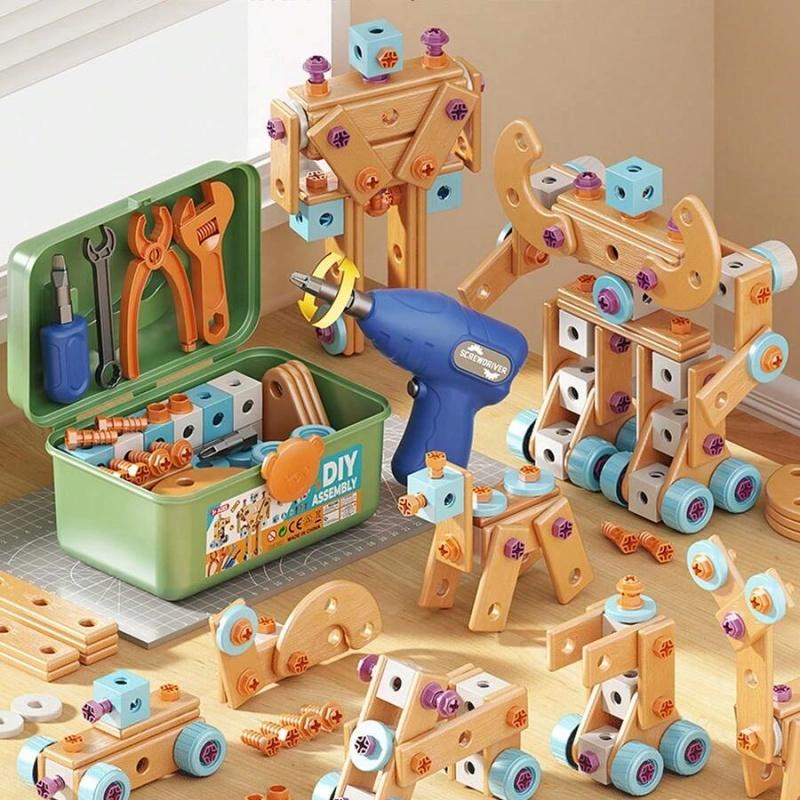 126-Piece Creative Wooden Construction & Tool Set Early Education Pretend Play Toy