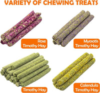 32Pcs Timothy Hay Sticks 320G Rabbit Toys Bunny, Guinea Pig Toys Natural Hamster Toys for Teeth Handmade Treats and Chews Chinchilla Rat Gerbil - BIG FRENCHIES