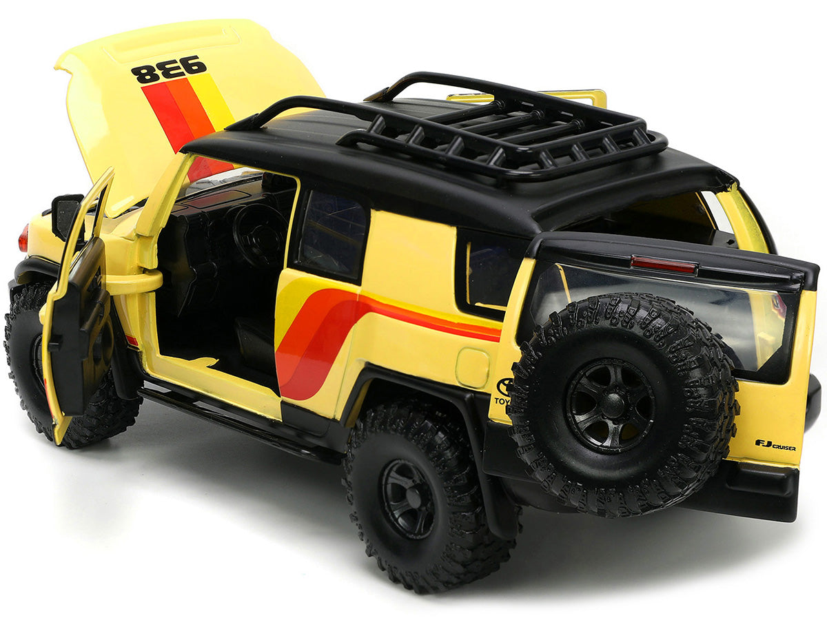 Toyota FJ Cruiser #938 Cream with Matt Black Top with Roof Rack and Stripes "KC Hilites" with Extra Wheels "Just Trucks" Series 1/24 Diecast Model Car by Jada - BIG FRENCHIES