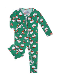 PoshTOT Sanrio Hello Kitty Green Bamboo Baby Convertible Zippy Romper