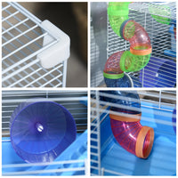 2-Level Hamster Cage Rodent Gerbil House Mouse Mice Rat Habitat Metal Wire with Exercise Wheel, Play Tubes, Water Bottle