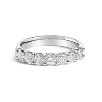 14K White Gold 1.0 Cttw Diamond 7 Stone Band Ring