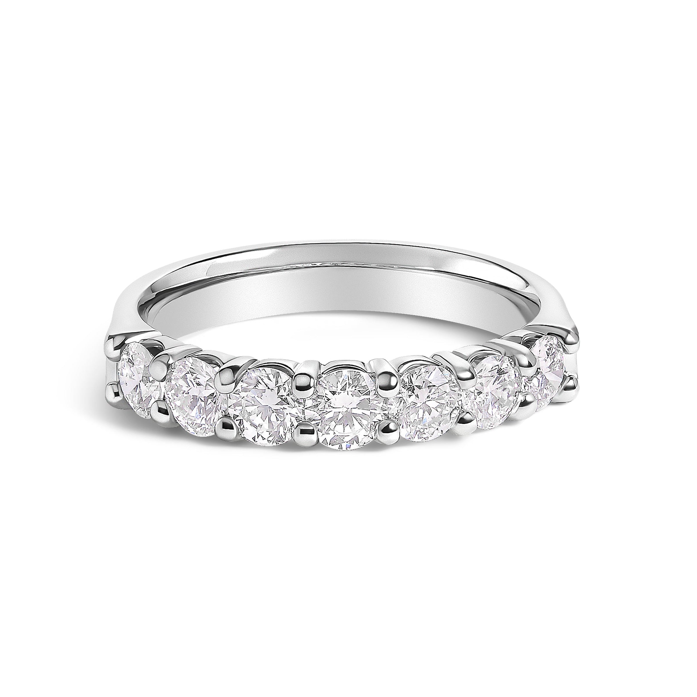 14K White Gold 1.0 Cttw Diamond 7 Stone Band Ring