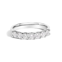 14K White Gold 3/4 Cttw Diamond 7 Stone Band Ring