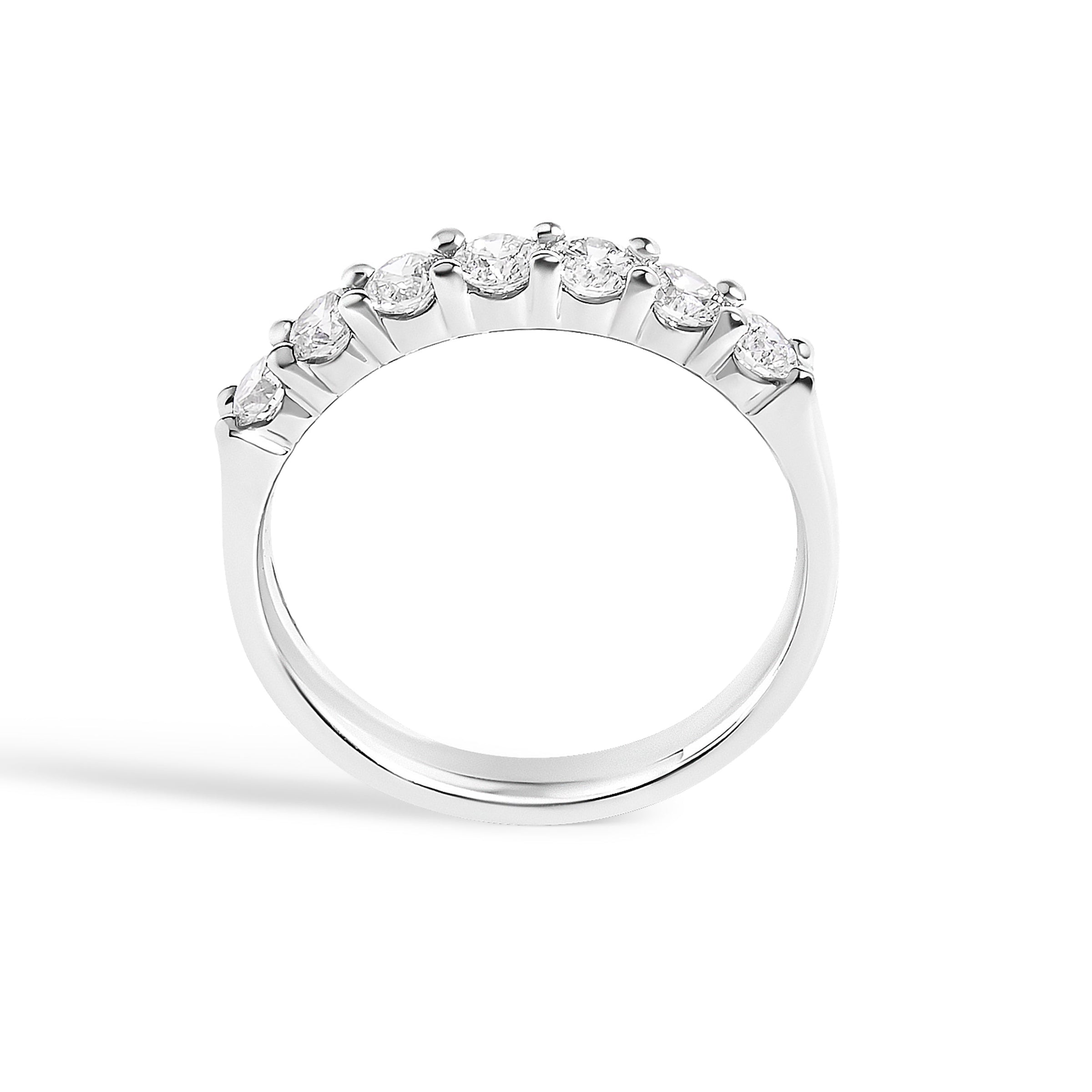14K White Gold 3/4 Cttw Diamond 7 Stone Band Ring