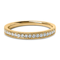 14K Yellow Gold 1/4 Cttw Round Diamond Milgrain Wedding Band (I-J Color, SI2-I1 Clarity) - Size 6.5