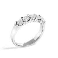 14K White Gold 1.00 Cttw Diamond 5 Stone Band Ring