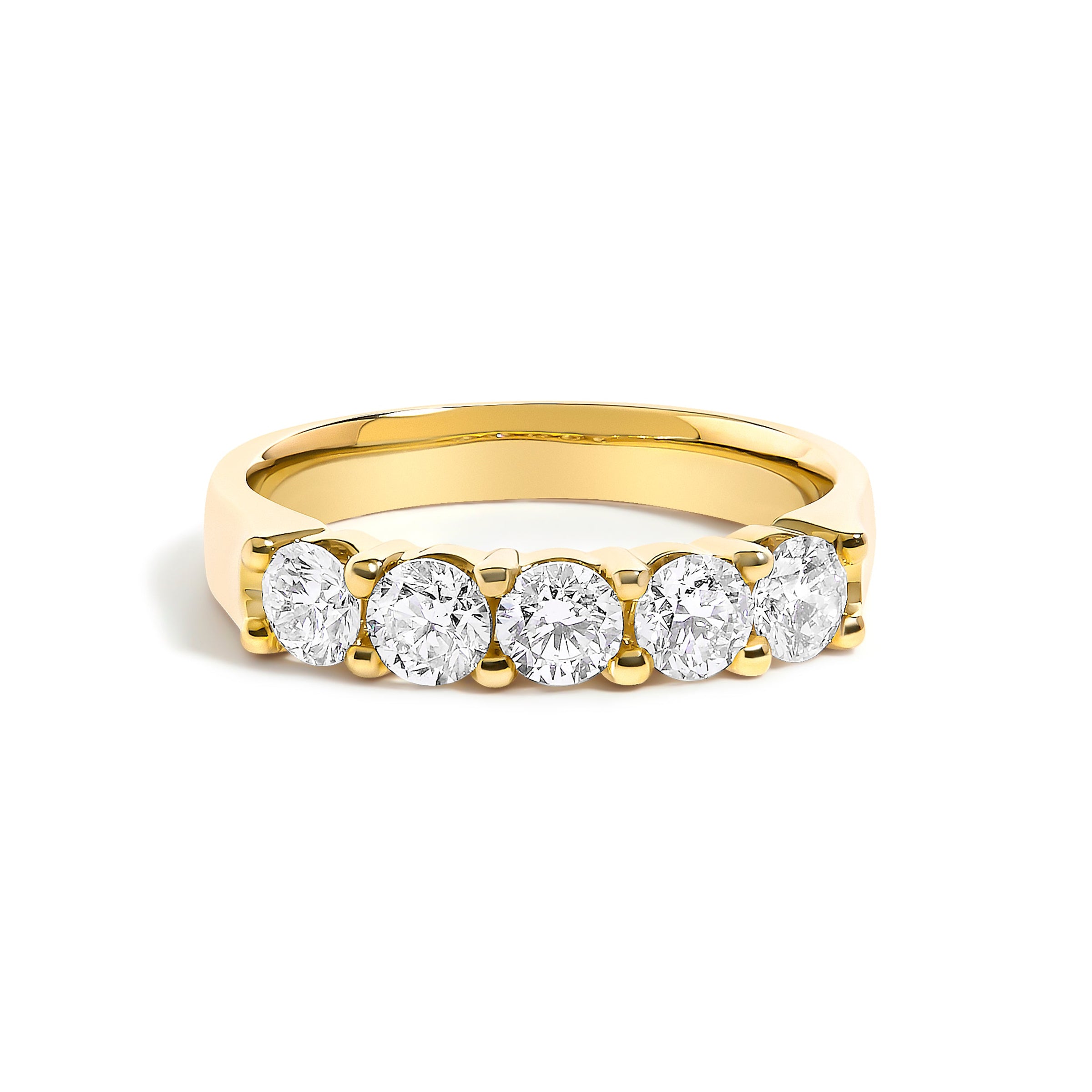 14K White Gold 1.00 Cttw Diamond 5 Stone Band Ring