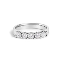 14K White Gold 3/4 Cttw Diamond 5 Stone Band Ring