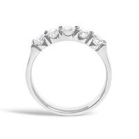 14K White Gold 3/4 Cttw Diamond 5 Stone Band Ring