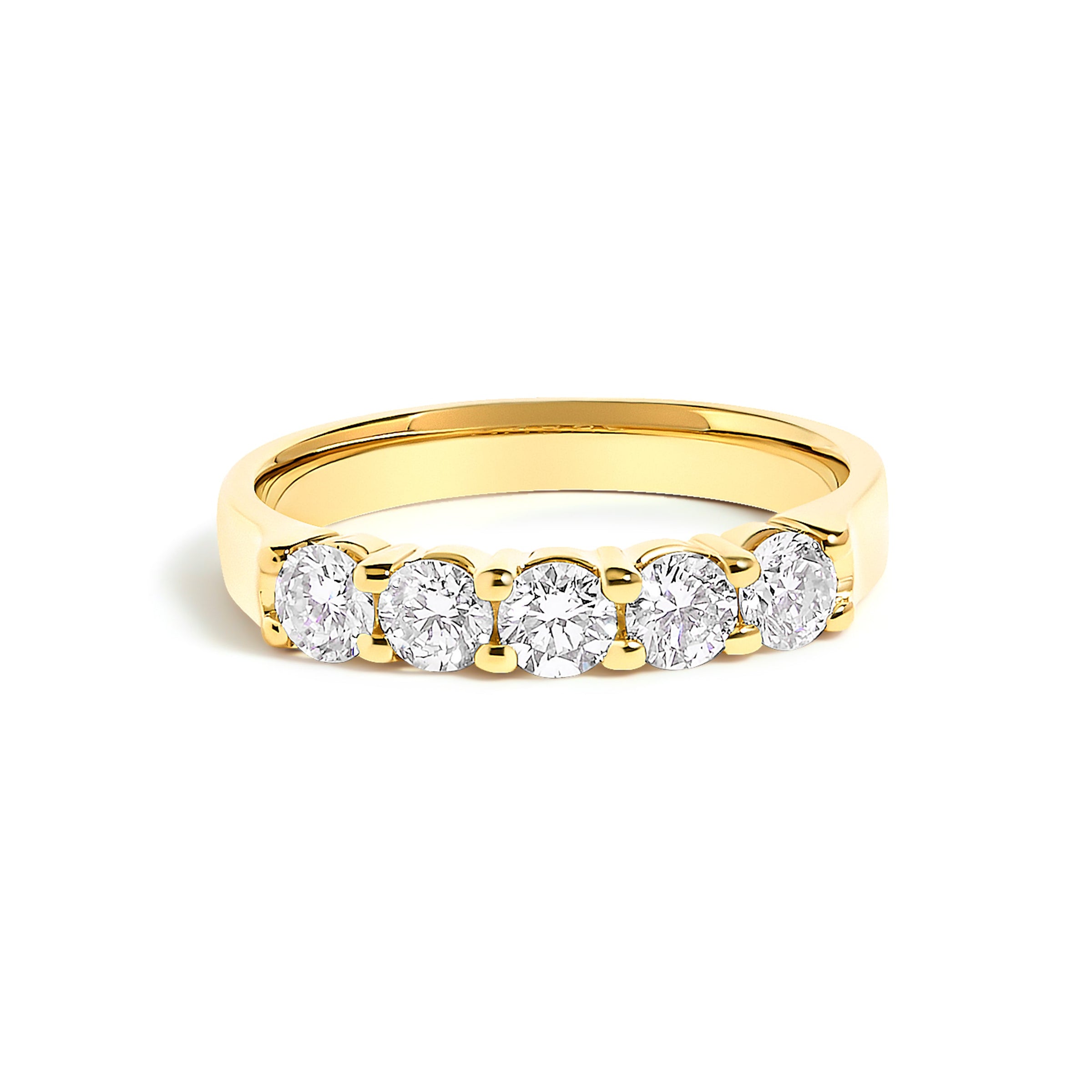 14K White Gold 3/4 Cttw Diamond 5 Stone Band Ring