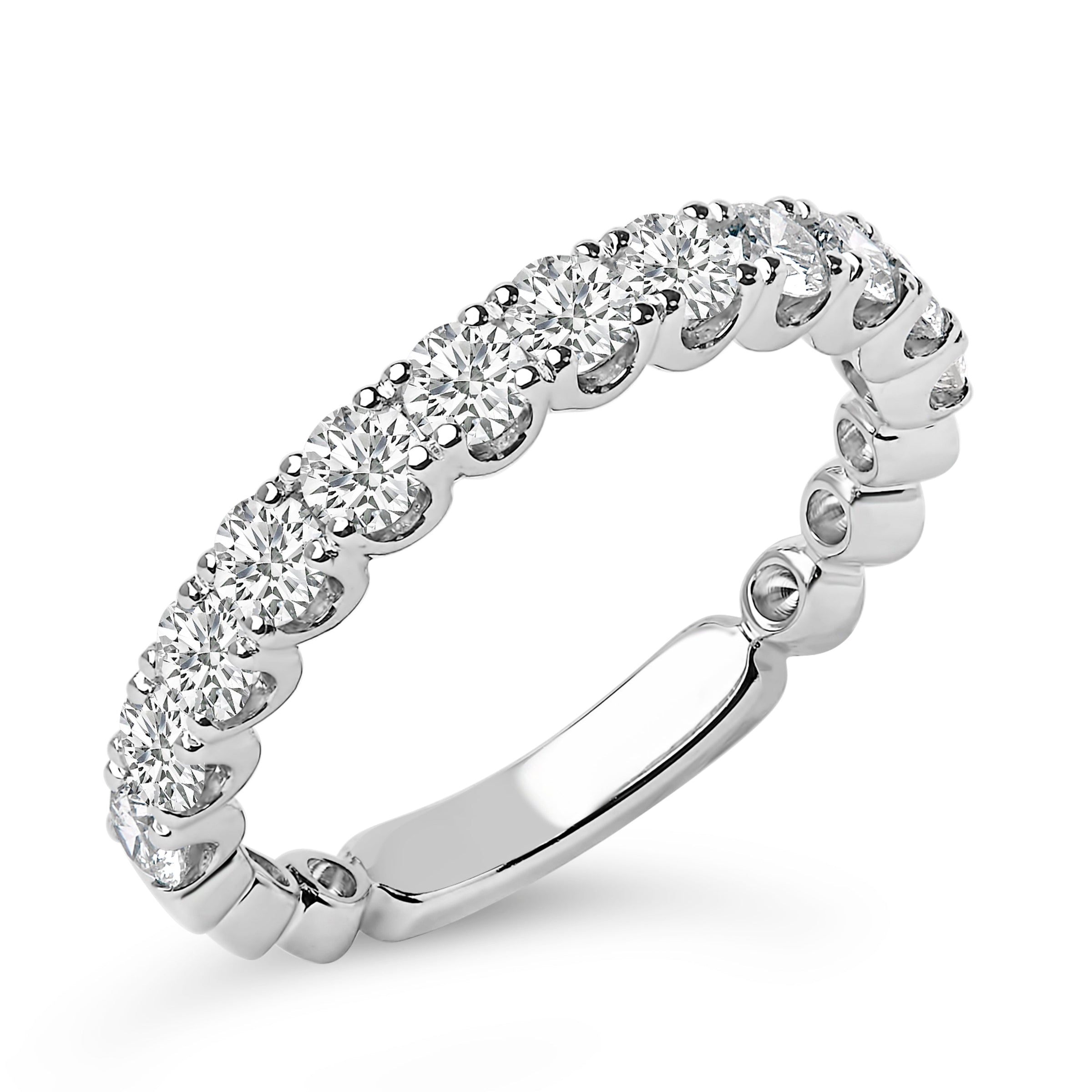 14K White Gold 1.00 Cttw Round Diamond Prong Set Wedding Band