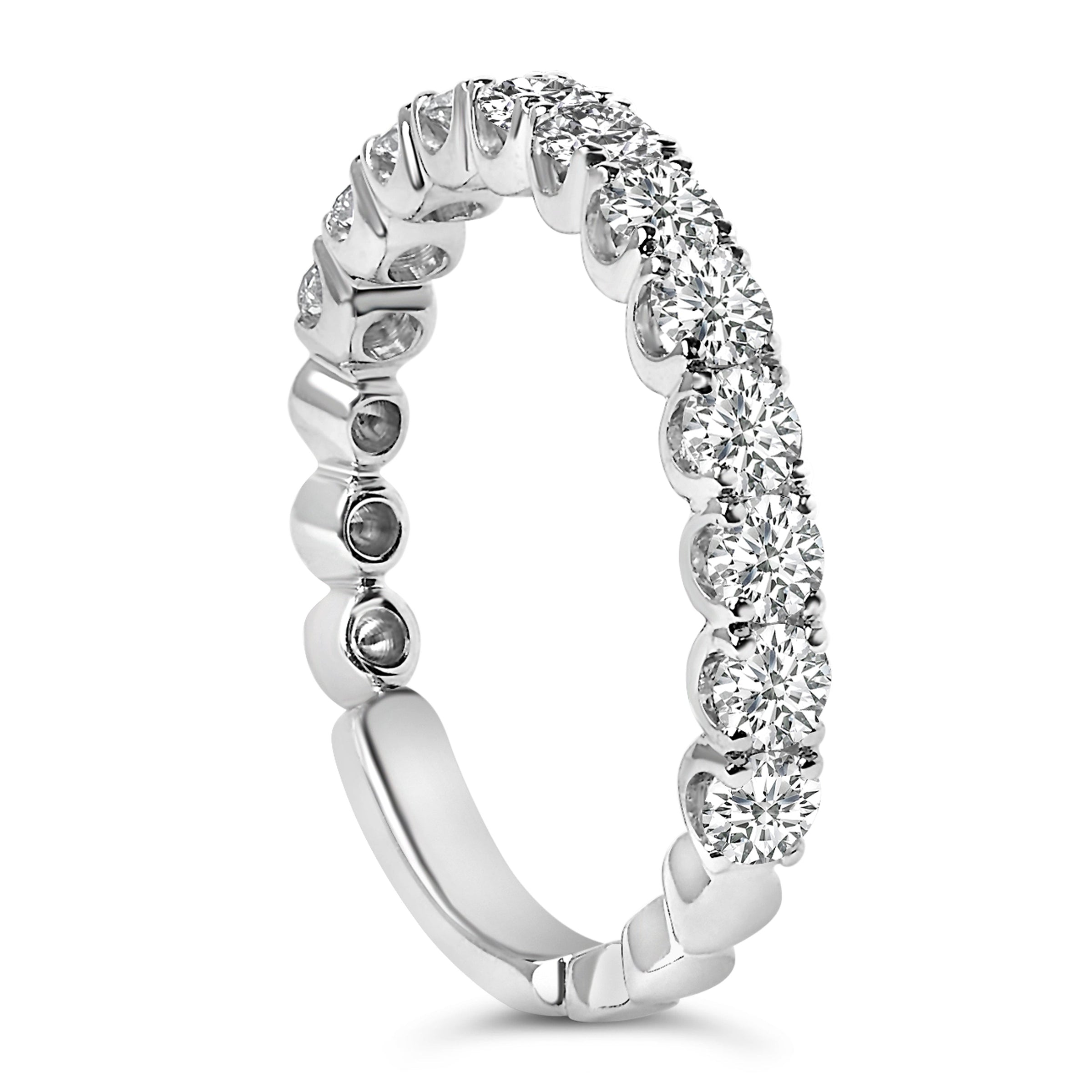 14K White Gold 1.00 Cttw Round Diamond Prong Set Wedding Band