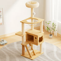 48.8" Modern Cat Tower, Wood Cat Tree Tower for Indoor Cats, Cat Treewith Sisal-Covered Scratching Posts and Top Perch, 