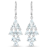 3.96 Carat Genuine Aquamarine .925 Sterling Silver Earrings