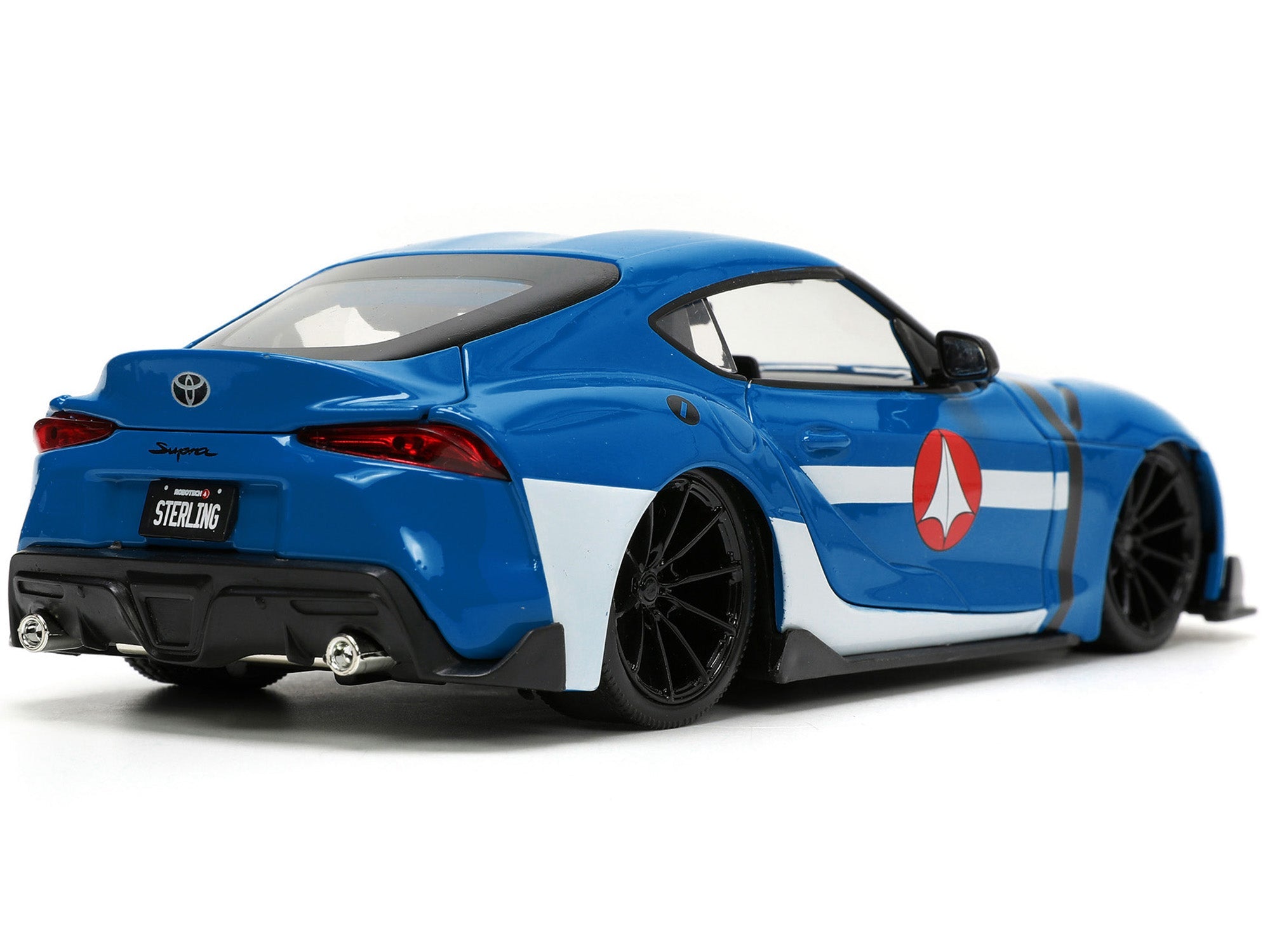 2020 Toyota Supra Blue with Graphics and Max Sterling Diecast Figurine "Robotech" "Hollywood Rides" Series 1/24 Diecast Model Car by Jada - BIG FRENCHIES