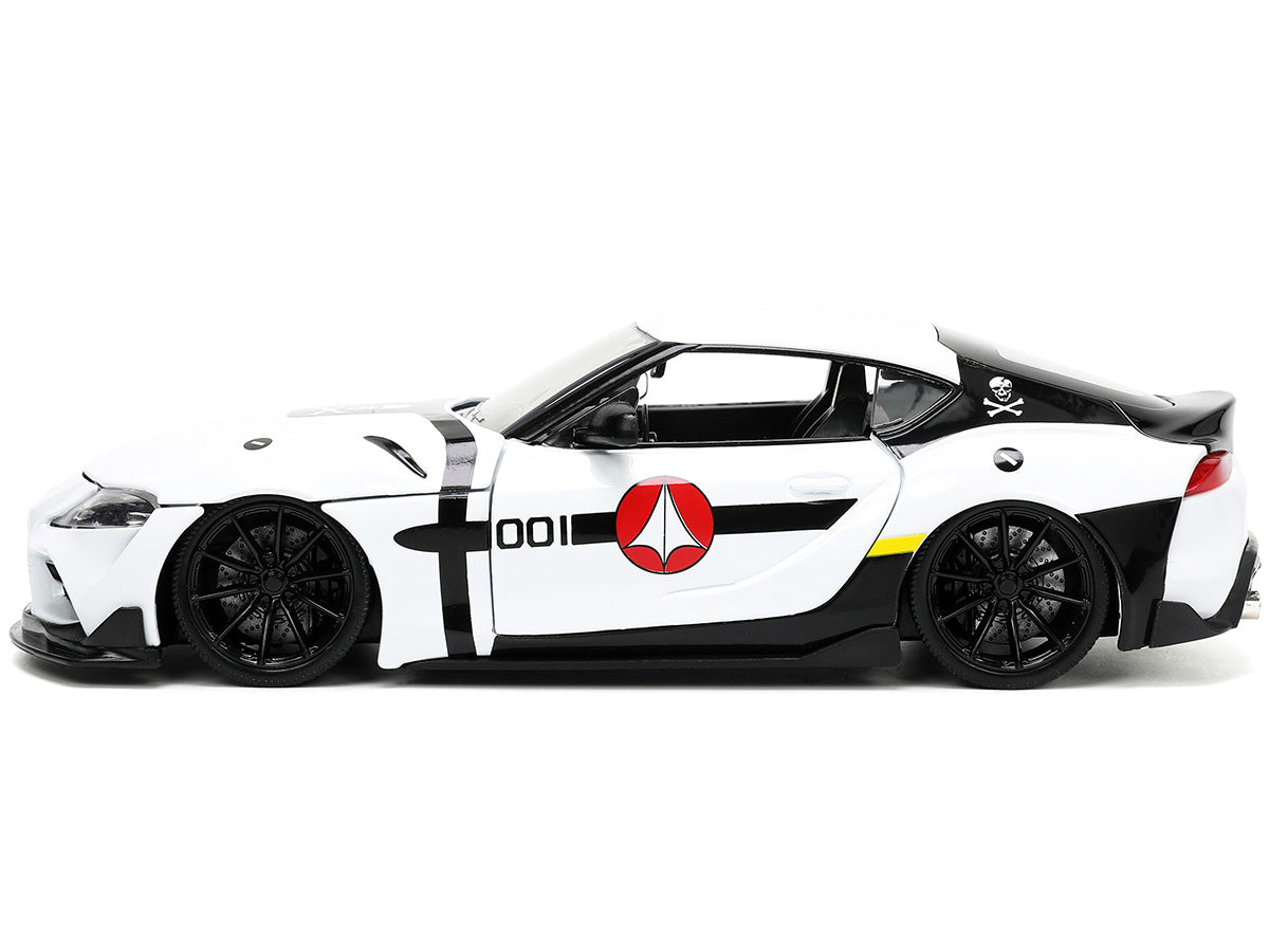 2020 Toyota Supra White and Roy Focker Diecast Figurine "Robotech" "Hollywood Rides" Series 1/24 Diecast Model Car by Jada - BIG FRENCHIES