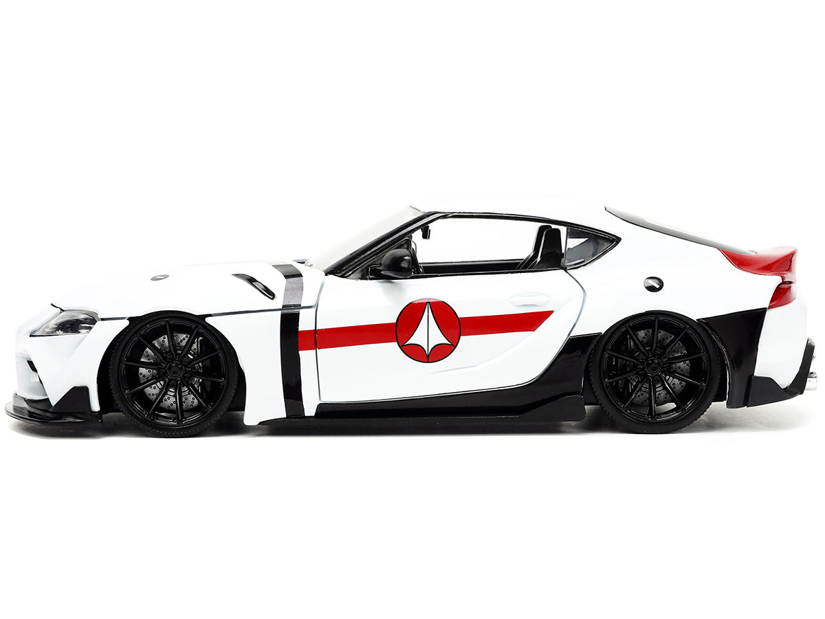 2020 Toyota Supra White and Rick Hunter Diecast Figurine "Robotech" "Hollywood Rides" Series 1/24 Diecast Model Car by Jada - BIG FRENCHIES