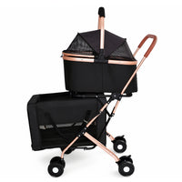 Double Pet Stroller for Dogs and Cats, Foldable Frame, 3-in-1 Convertible Carrier/Tote, Shockproof Wheels, Brake System,