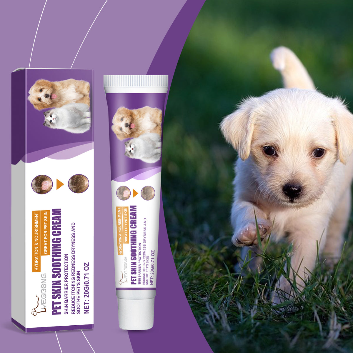 Pet Skin Soothing Cream, Skin Repair For Dogs & Cats, Soothe Itching Redness Dry Skin, Safe Gentle Skin Care For Pets 20