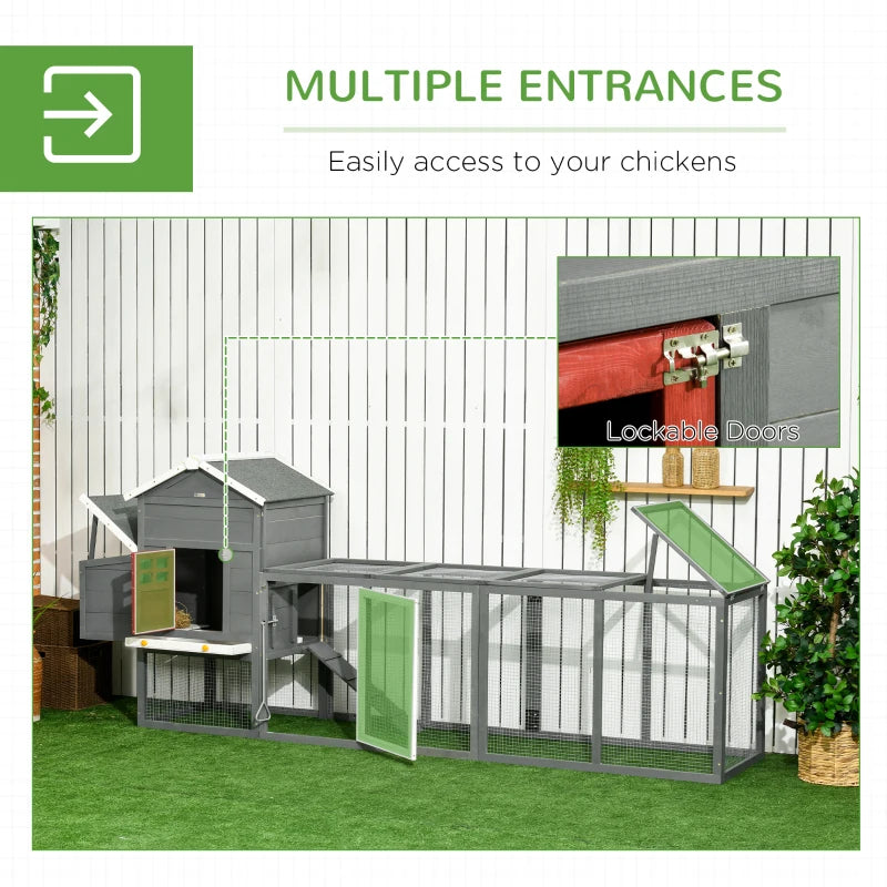 Extra Large Chicken Coop With Asphalt Roof, Wooden Hen Run With Slide-Out Tray And Nesting Box, Chicken Hutch For 3-6 Ch