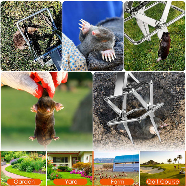Powerful Mole Snap Trap - Thickened Waterproof Metal, Easy Foot-Step Setup, Humane Instant Kill, Safe For Lawn & Pets