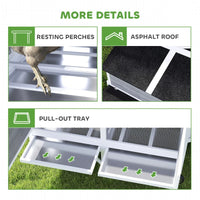 Wooden Chicken Coop W Wheels, Handles, 2 Nesting Boxes, 2 Trays, 4 Perches, Chicken Tractor For 4-6 Chickens, GrayFor Mu