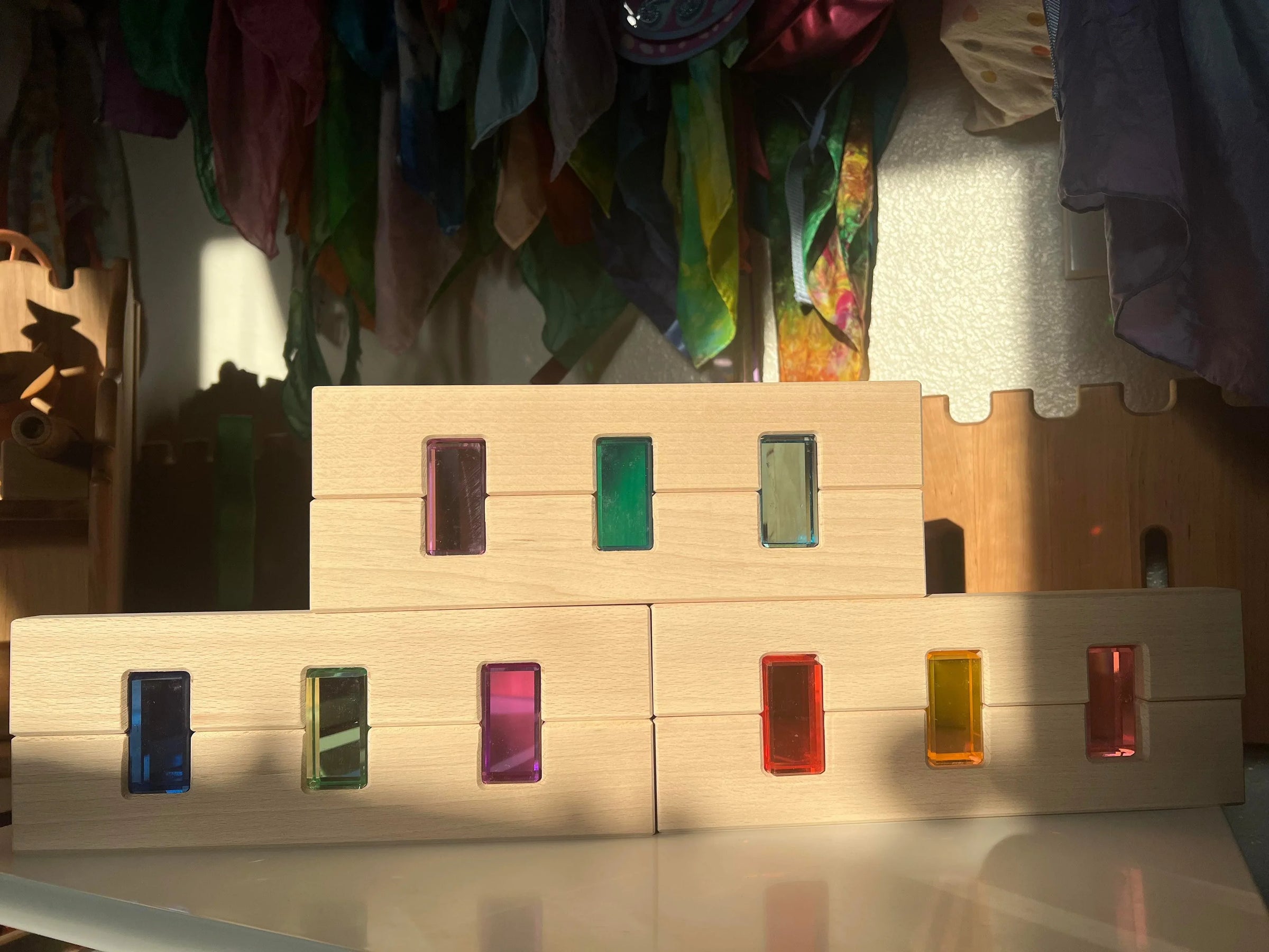 64-Piece Rainbow Crystal Stones & Interlocking Slats Building Set with Storage Tray - BIG FRENCHIES