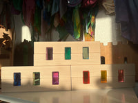 50 Pcs Rainbow Crystal Clear Translucent Rectangular Lucite Building Blocks Set with Storage Tray