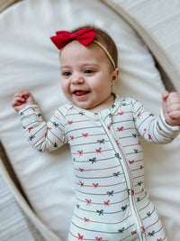 Tied with a Bow Christmas Bamboo Zippy Pajamas - BIG FRENCHIES