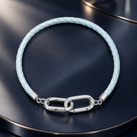 925 Sterling Silver White Gold Plated Hand Rope 17cm Bracelet for Women