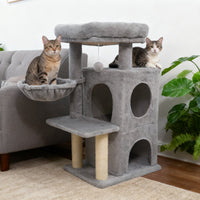 33.5 Inch Cute Kitten Tower with 2-Tier Condo and Padded Top Perch
