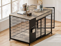 42-Inch Double Wide Wooden Double-Door Dog Crate Side Table Combo - Heavy-Duty DIY Assembly, Chew-Resistant Construction